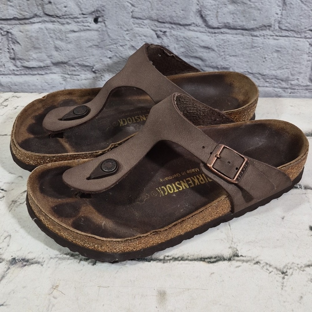 Birkenstock Sandals Women EU37 (L6 M4) Gizeh Brown Birko Comfort Slides Thong